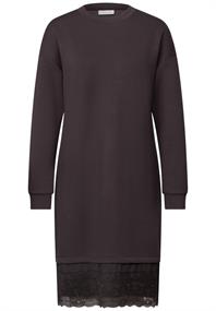 Minikleid mit Spitzendetail am Saum charred brown