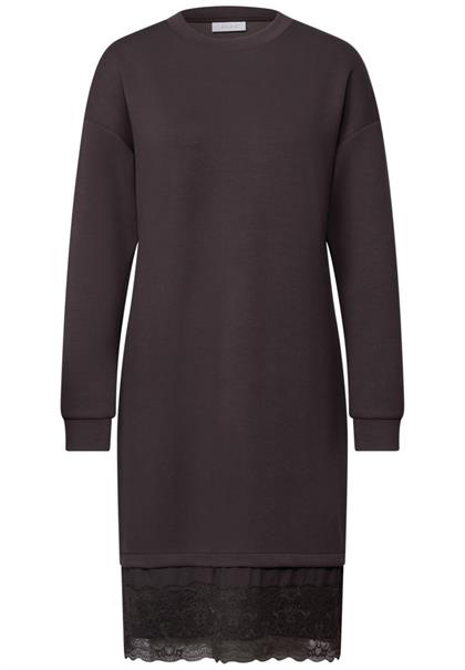 Minikleid mit Spitzendetail am Saum charred brown