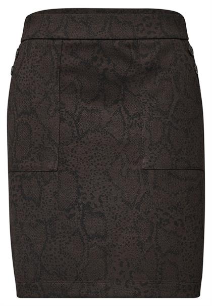 Minirock mit Snake-Print und Knopfdetails charred brown