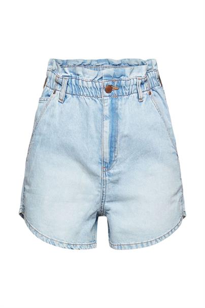 Mit Hanf: Jeans-Shorts mit Paperbag-Bund blue light wash