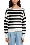 Mit Leinen: gestreifter Strickpullover off white