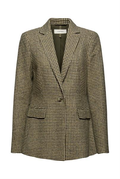 Mit Wolle: Blazer mit Hahnentritt-Muster dark khaki