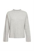 Mit Wolle: flauschiger Pullover mit Stehkragen light grey
