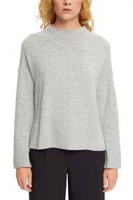 Mit Wolle: flauschiger Pullover mit Stehkragen light grey