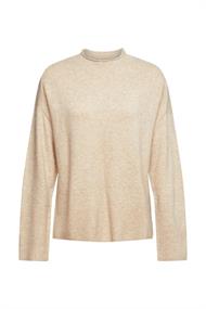 Mit Wolle: flauschiger Pullover mit Stehkragen sand