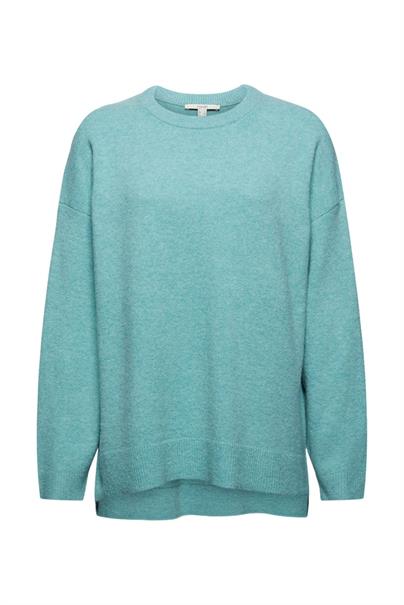 Mit Wolle: softer Rundhals-Pullover mit Melange turquoise 5