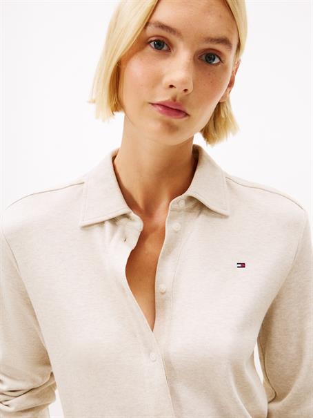 MODERN INTERLOCK REG LS SHIRT heather oatmilk