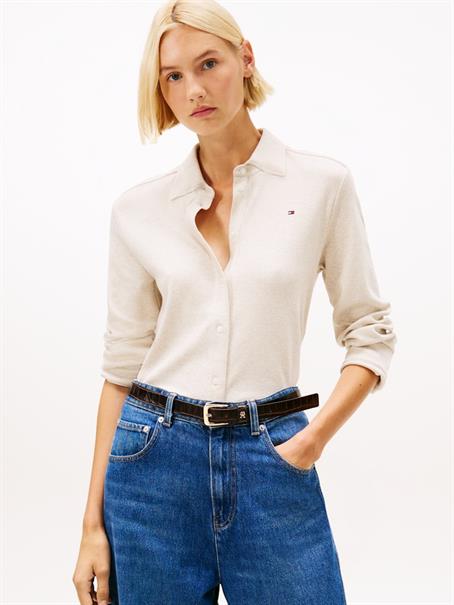 MODERN INTERLOCK REG LS SHIRT heather oatmilk