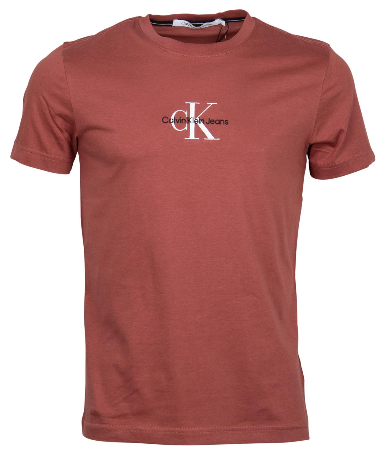 Calvin Klein Jeans Herren T-Shirt Monogram Logo Tee - T-Shirt aus Baumwolle  rot bequem online kaufen bei