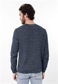 Mouliné Strickpullover deep navy blue melange