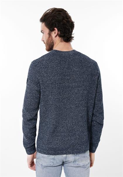 Mouliné Strickpullover deep navy blue melange