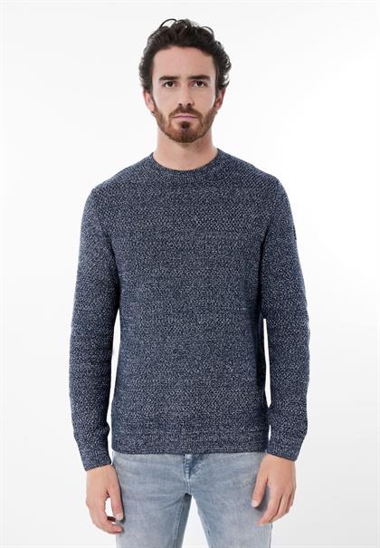 Mouliné Strickpullover deep navy blue melange