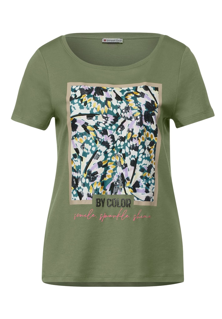 Street One Damen T-Shirt Multicolour T-Shirt fern green bequem online  kaufen bei | T-Shirts