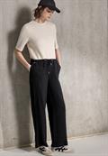 Musselin Wide Leg Hose black
