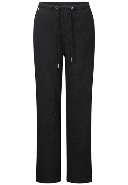 Musselin Wide Leg Hose black