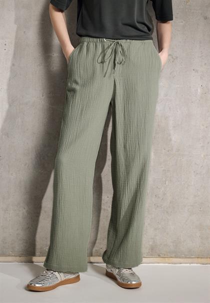 Musselin Wide Leg Hose pale mud green