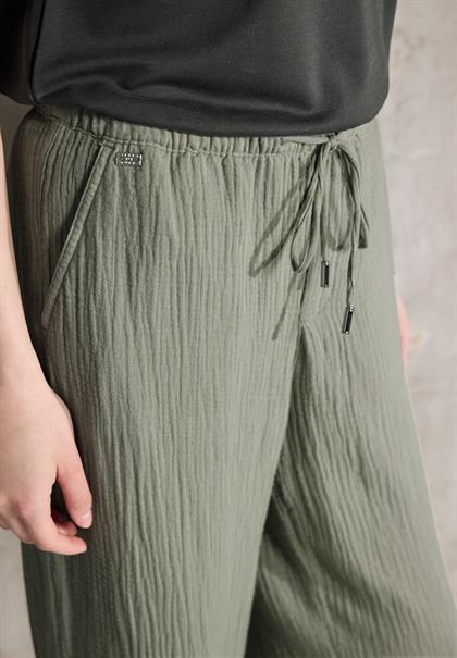Musselin Wide Leg Hose pale mud green