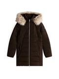 MW DOWN SLIM COAT WITH FUR dark coffee