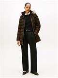 MW DOWN SLIM COAT WITH FUR dark coffee
