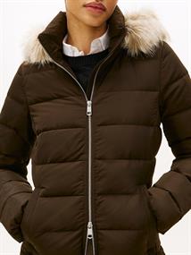 MW DOWN SLIM COAT WITH FUR dark coffee