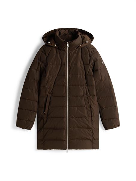 MW DOWN SLIM COAT WITH FUR dark coffee