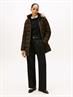 MW DOWN SLIM COAT WITH FUR dark coffee
