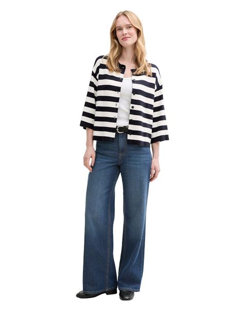 navy offwhite block stripe