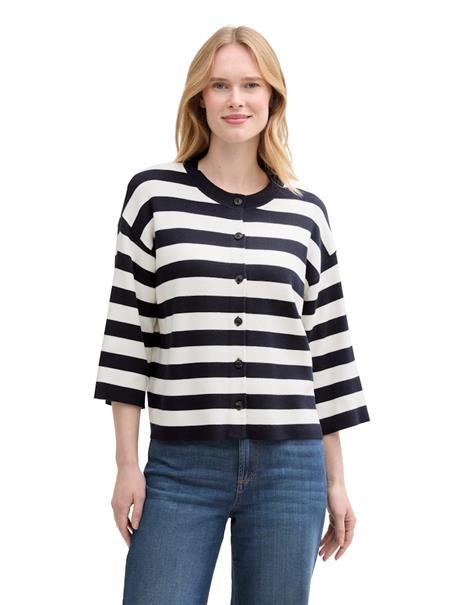 navy offwhite block stripe