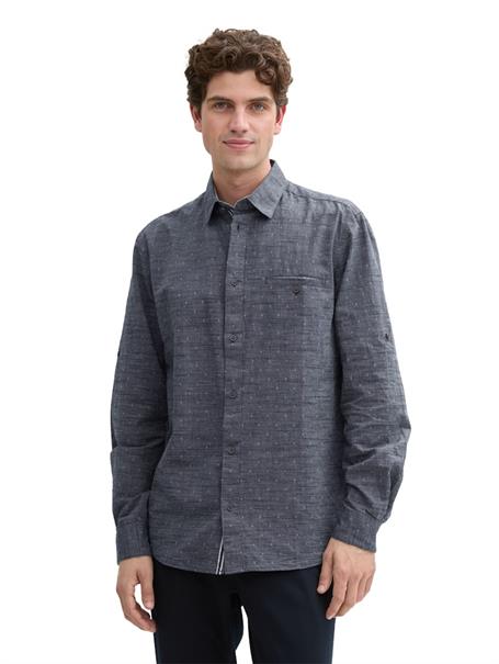 navy white fil a fil dobby