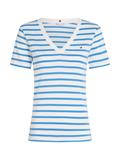 NEW SLIM CODY V-NECK SS ecru- blue spell stp