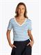 NEW SLIM CODY V-NECK SS ecru- blue spell stp