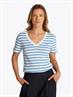 NEW SLIM CODY V-NECK SS ecru- blue spell stp