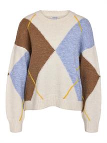 NMARMIE L/S O-NECK ARGYLE KNIT FWD cloud dancer