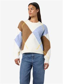 NMARMIE L/S O-NECK ARGYLE KNIT FWD cloud dancer