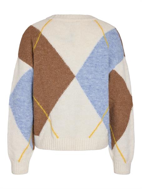 NMARMIE L/S O-NECK ARGYLE KNIT FWD cloud dancer