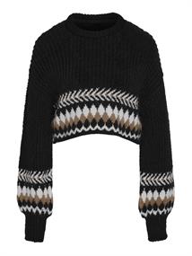 NMDAISY L/S O-NECK KNIT black-eggnog & nomad