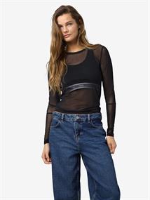 NMJUDITH L/S MESH TOP BG FWD NOOS black