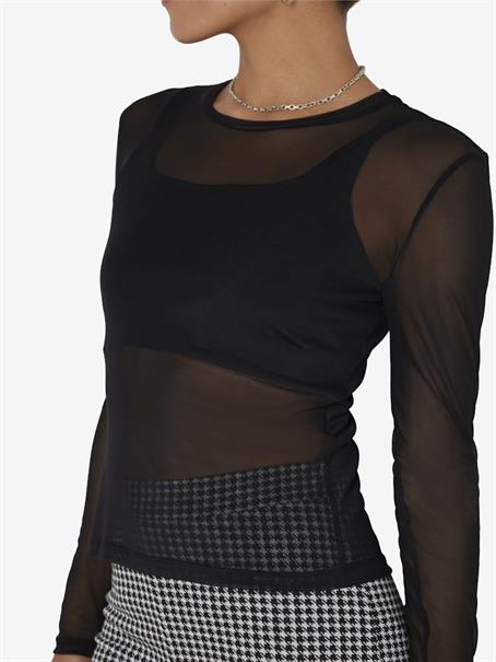 NMJUDITH L/S MESH TOP BG FWD NOOS black