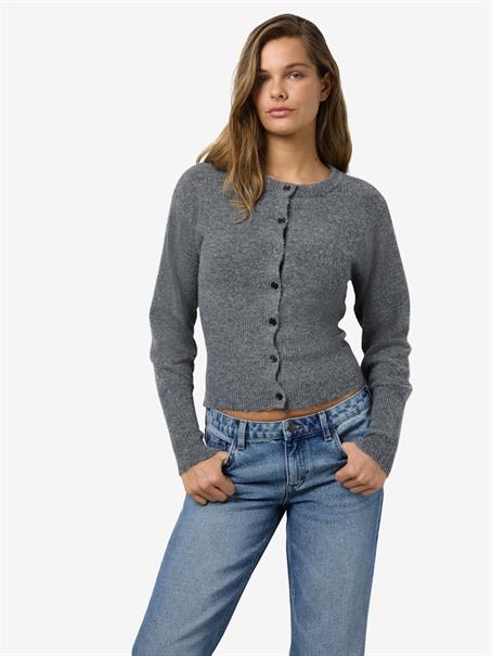 NMNOLA L/S KNIT CARDIGAN FWD medium grey melange