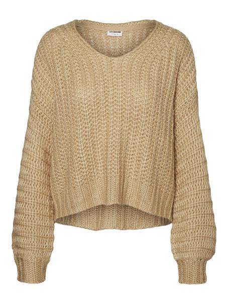 NMSTEVE L/S V-NECK KNIT NOOS irish cream