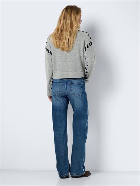 NMYOLANDA NW WIDE LEG STUD JEANS AZ308MB medium blue denim
