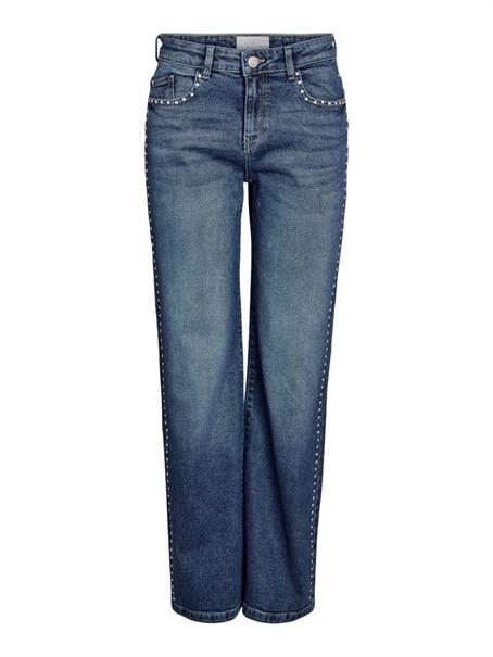 NMYOLANDA NW WIDE LEG STUD JEANS AZ308MB medium blue denim