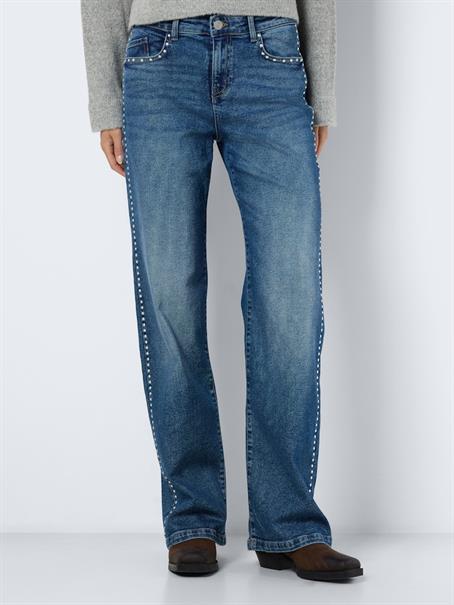 NMYOLANDA NW WIDE LEG STUD JEANS AZ308MB medium blue denim