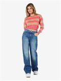 NMZOE L/S O-NECK CROP KNIT NOOS sun kissed coral