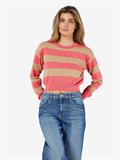 NMZOE L/S O-NECK CROP KNIT NOOS sun kissed coral