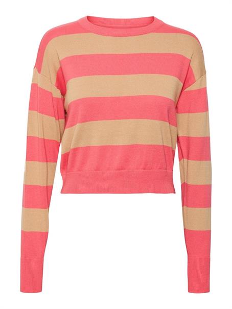 NMZOE L/S O-NECK CROP KNIT NOOS sun kissed coral