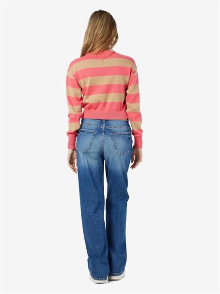 NMZOE L/S O-NECK CROP KNIT NOOS sun kissed coral