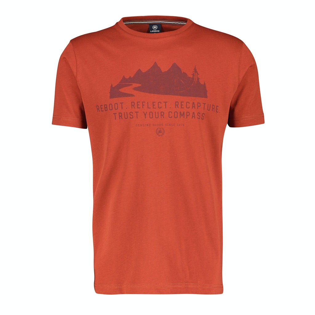 Lerros Herren T-Shirt 2283015 Rusty Red - rundhalsausschnitt