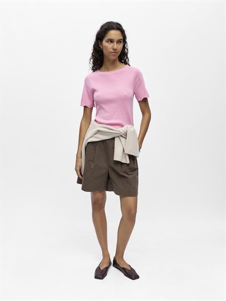 OBJALY RE S/S BOATNECK KNIT TOP 145 begonia pink
