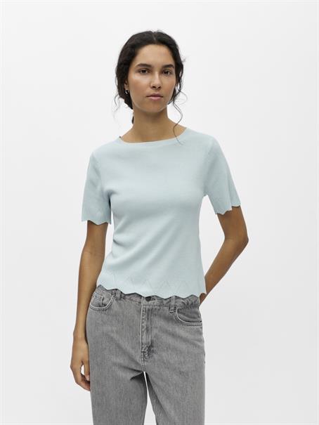 OBJALY RE S/S BOATNECK KNIT TOP 145 winter sky